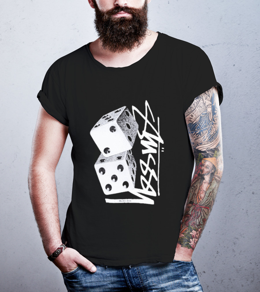Pla Skateboarding Stussy Dice Stacked Six Side Metal T-Shirt