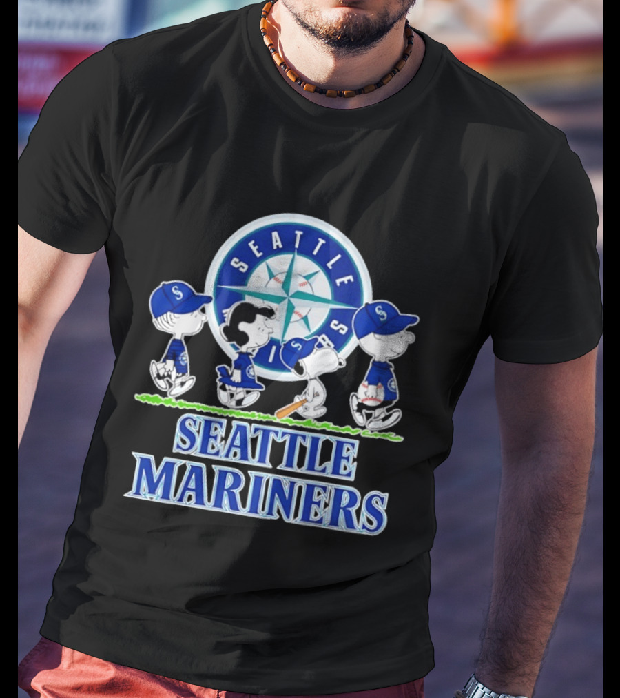 Seattle Mariners Snoopy Charlie Brown Lucy Linus Abbey Road Crossover 2026 T-Shirt