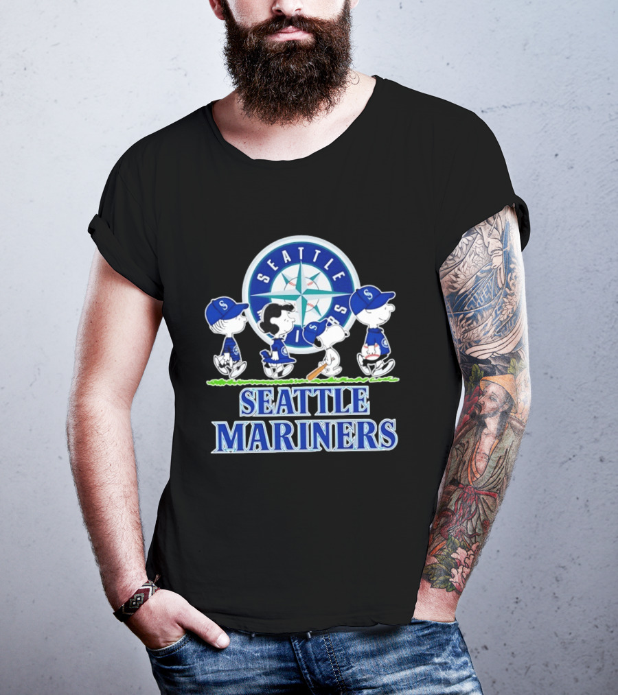 Seattle Mariners Snoopy Charlie Brown Lucy Linus Abbey Road Crossover 2026 T-Shirt