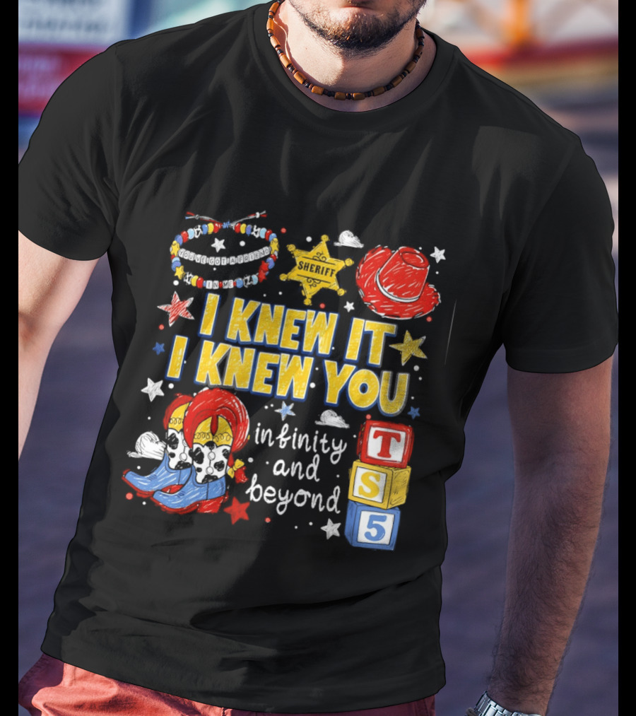 Sheriff Toy Story Cowboy Boots Infinity Blocks Badge I Knew It I Knew You T-Shirt