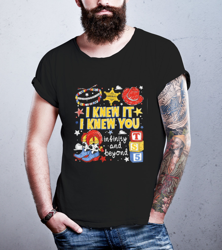 Sheriff Toy Story Cowboy Boots Infinity Blocks Badge I Knew It I Knew You T-Shirt