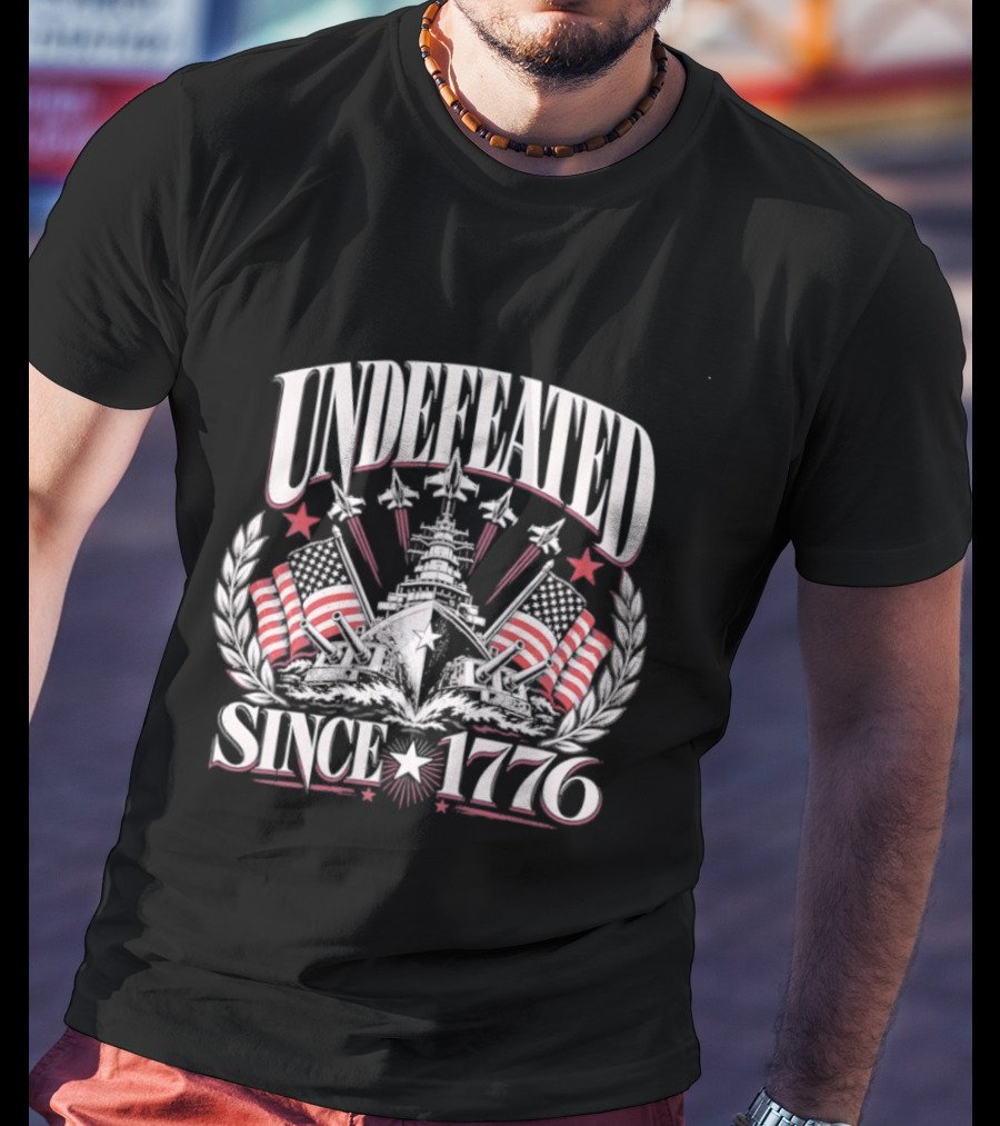 Undefeated Since 1776 American Patriotic Flags And Eagles T-Shirt