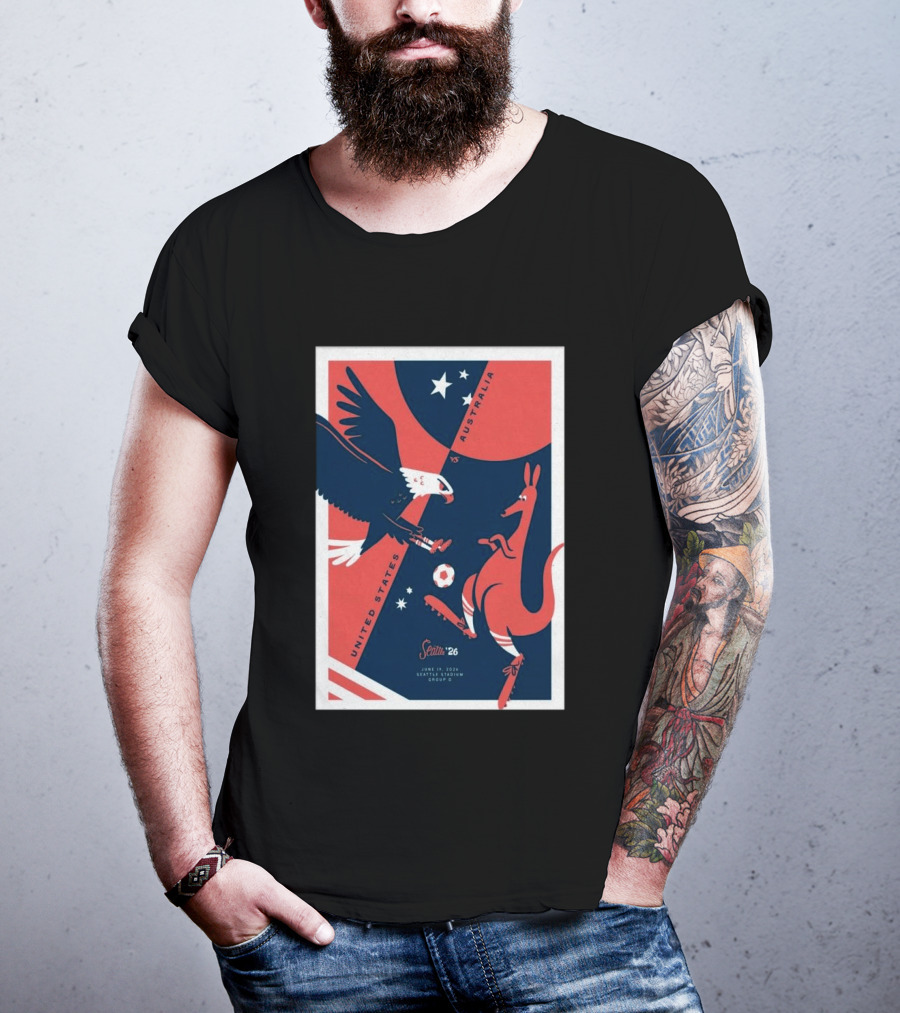 United States Vs Australia June 19 2026 Seattle Stadium Soccer Match T-Shirt