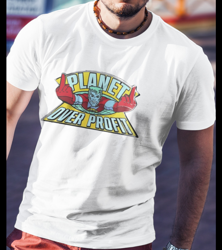 Captain Planet Enamel Pin Planet Over Profit Vintage Cartoon Hero Earth áticos T-Shirt