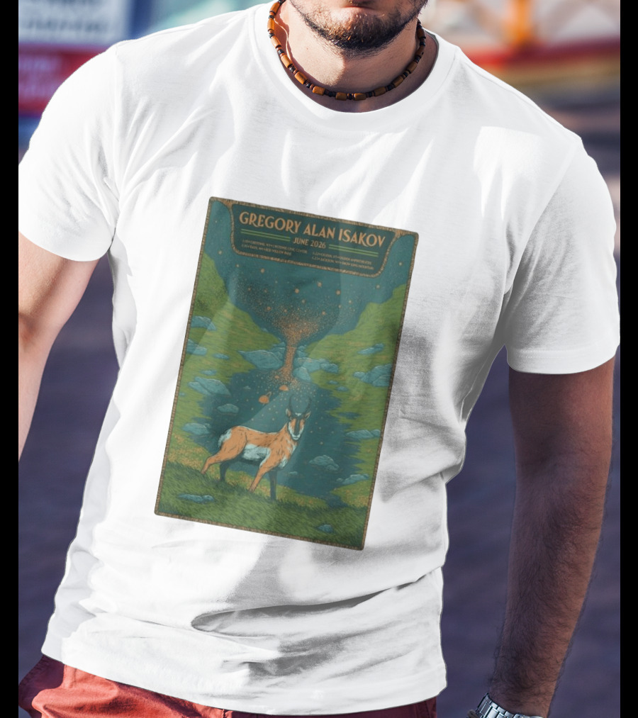 Gregory Alan Isakov June 2026 Tour With Antelope In Lush Mountain Scenery T-Shirt