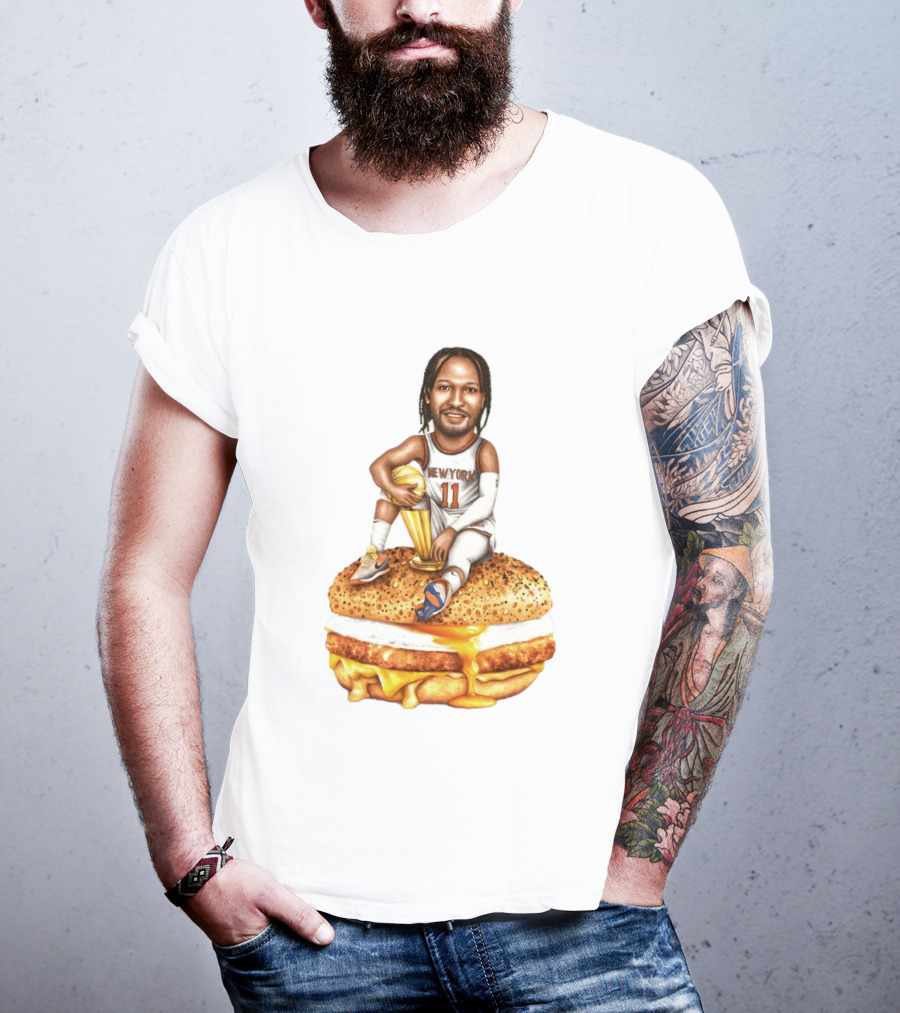 Jalen Brunson New York Knicks Basketball Trophy Egg And Cheese Sandwich T-Shirt