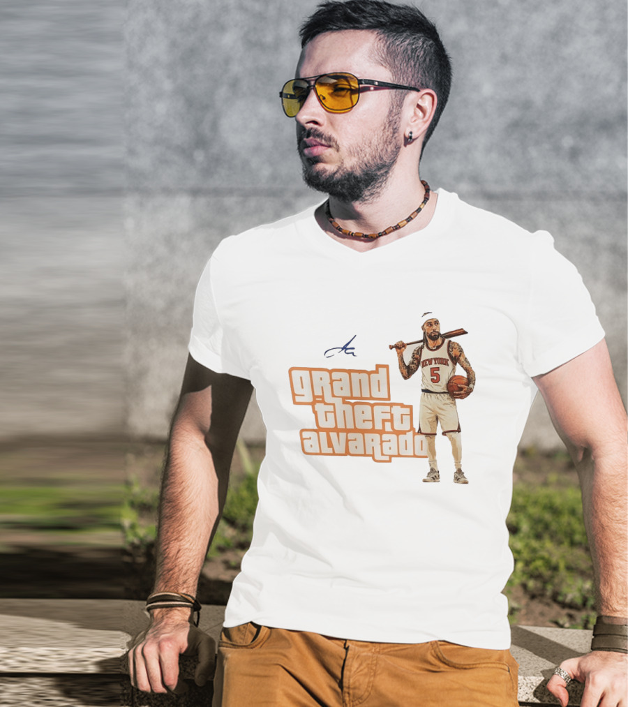 Grand Theft Alvarado New York Knicks Basketball Player T-Shirt