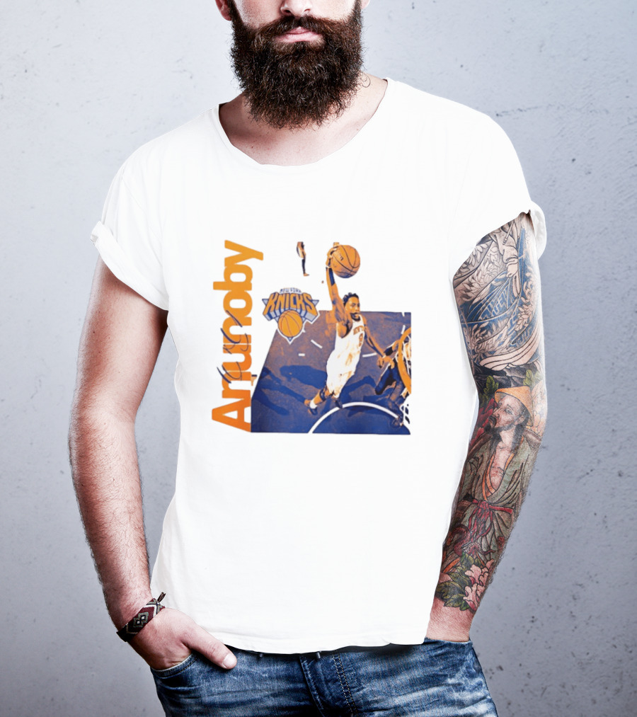 New York Knicks OG Anunoby Player Hype Dunking Action Scene T-Shirt