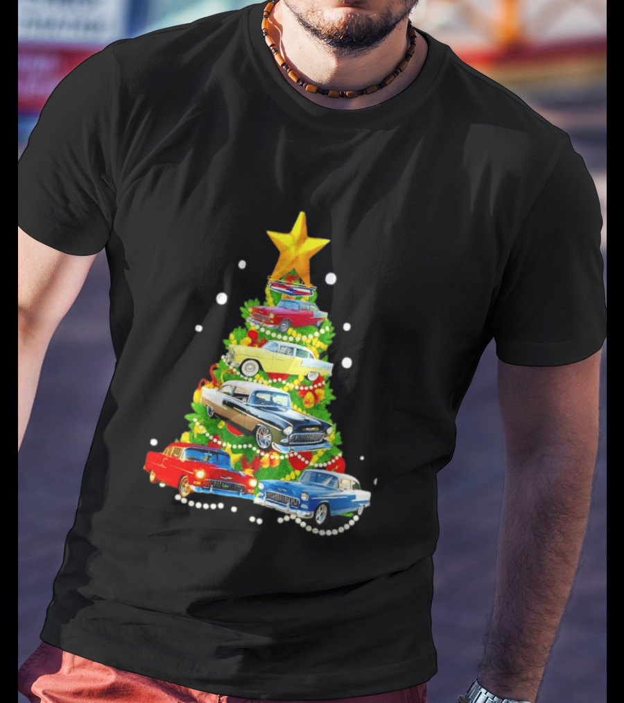 1955 Chevy Christmas Tree Holiday Vintage Car Enthusiasts T-Shirt