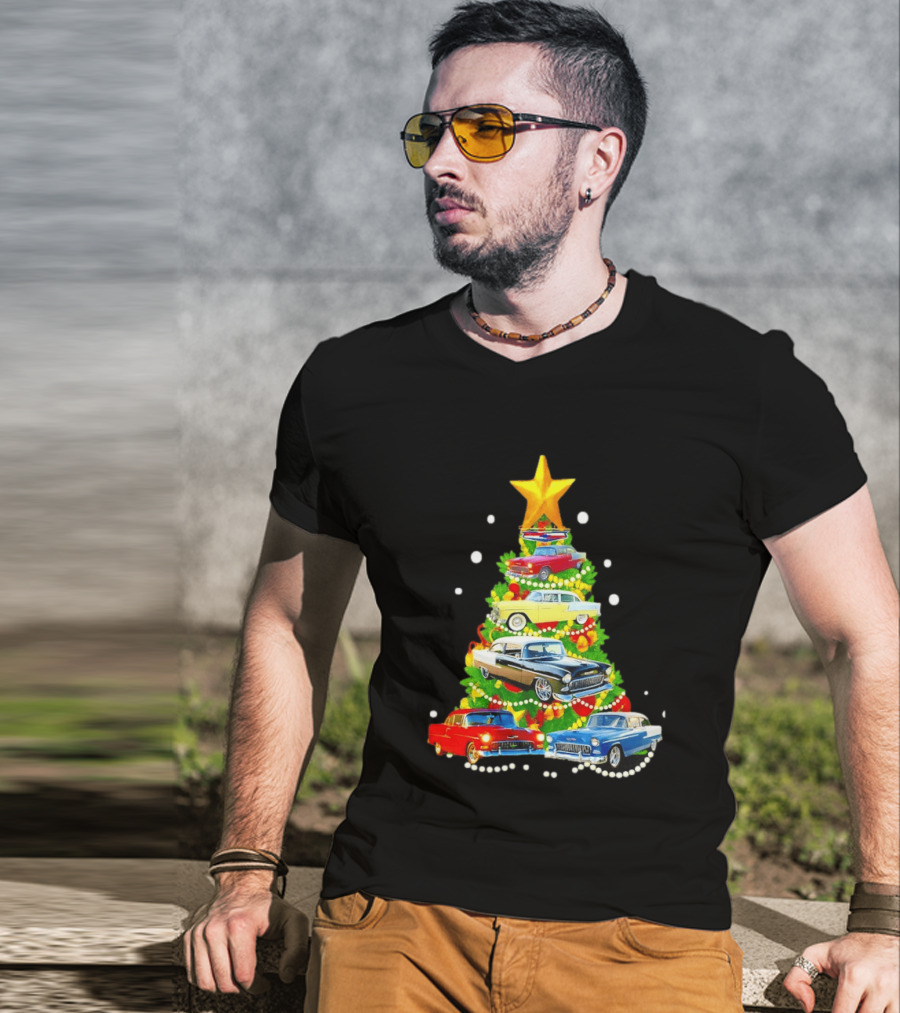 1955 Chevy Christmas Tree Holiday Vintage Car Enthusiasts T-Shirt