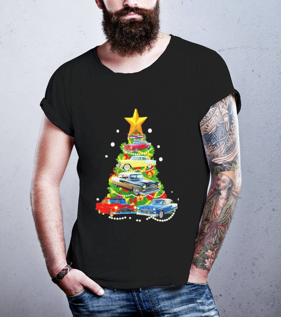1955 Chevy Christmas Tree Holiday Vintage Car Enthusiasts T-Shirt