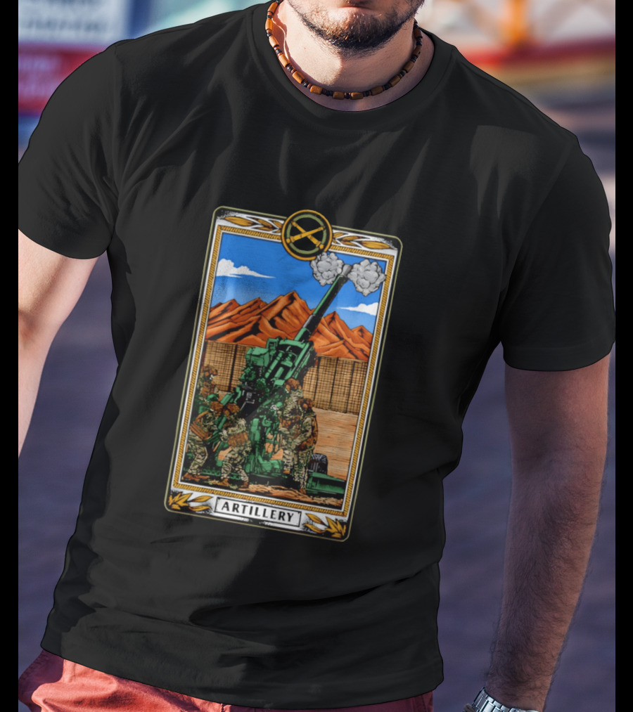 Artillery Cannon With Soldiers In Action Military Tableau T-Shirt