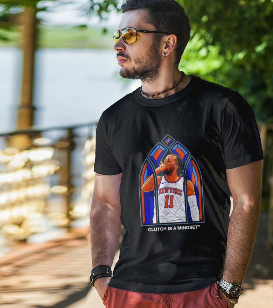 New York Knicks Jalen Brunson Number 11 Clutch Is A Mindset Stained Glass T-Shirt