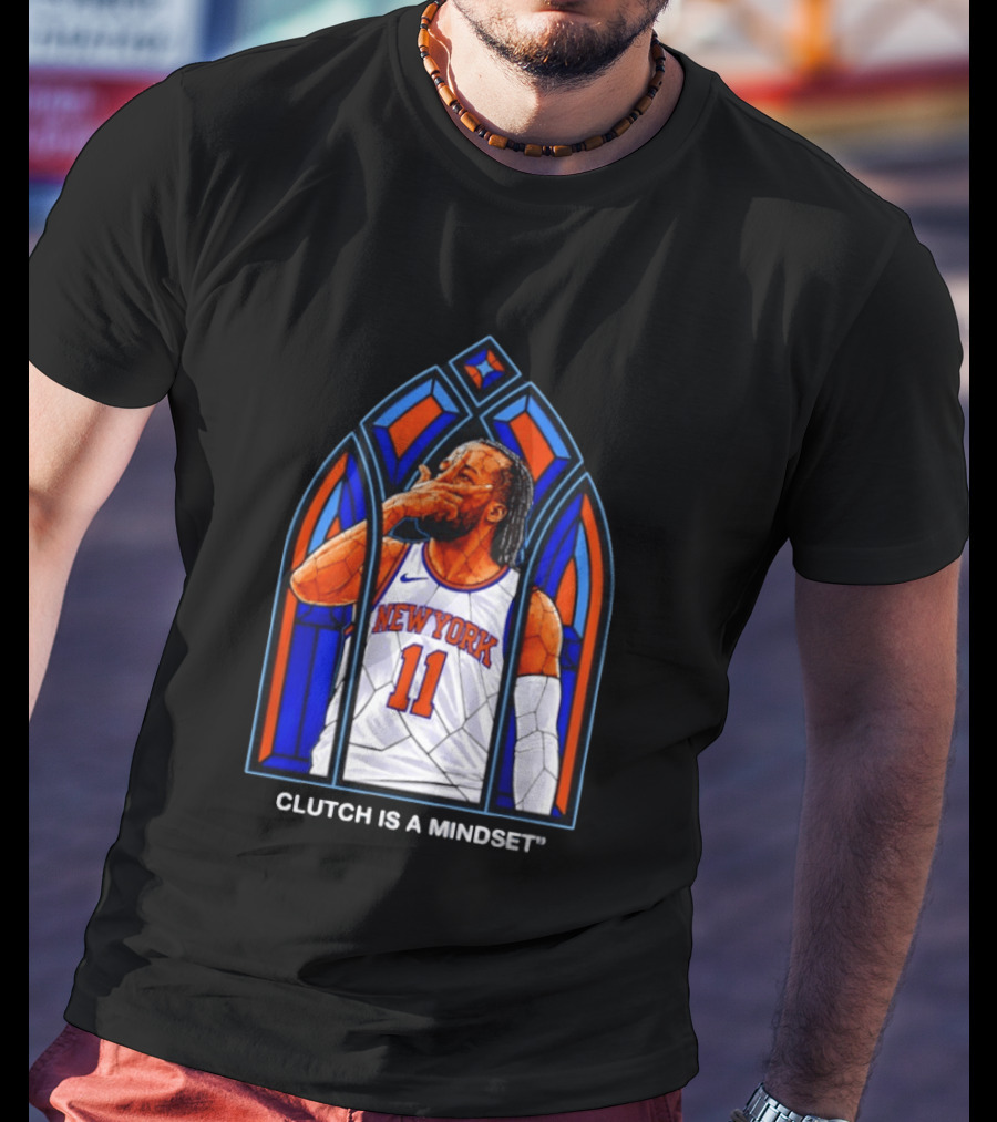 New York Knicks Jalen Brunson Number 11 Clutch Is A Mindset Stained Glass T-Shirt