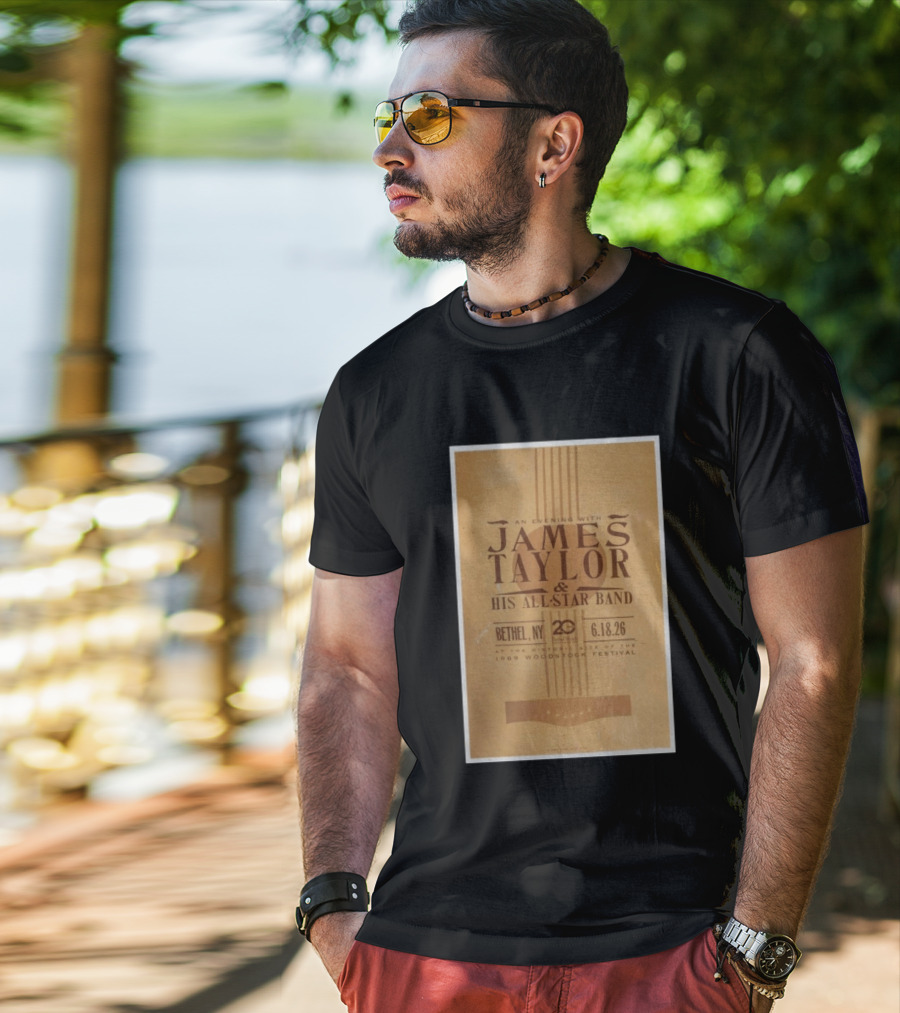 An Evening With James Taylor His All Star Band Bethel NY June 18 2026 Woodstock Festival T-Shirt