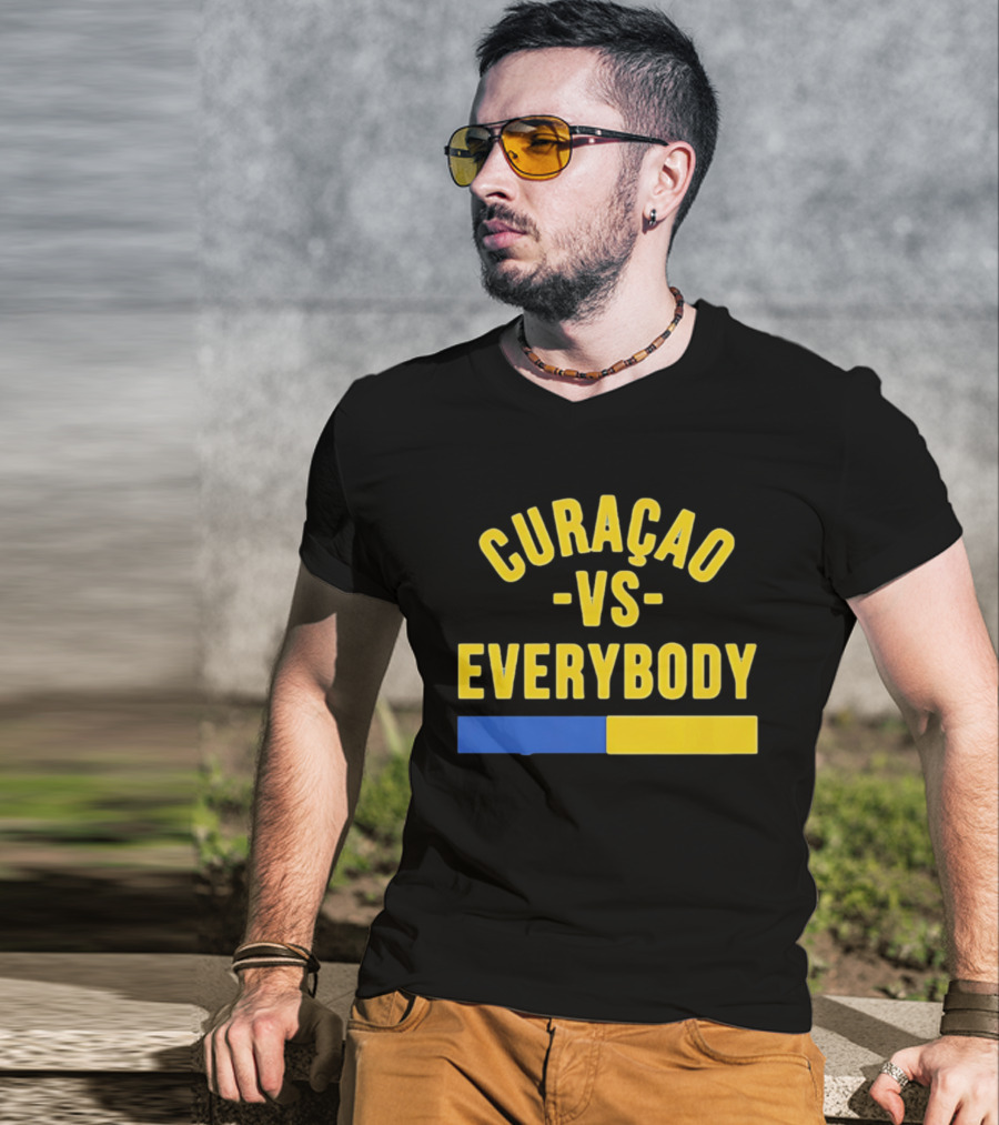 Curaçao VS Everybody Caribbean Island Pride Yellow Blue T-Shirt