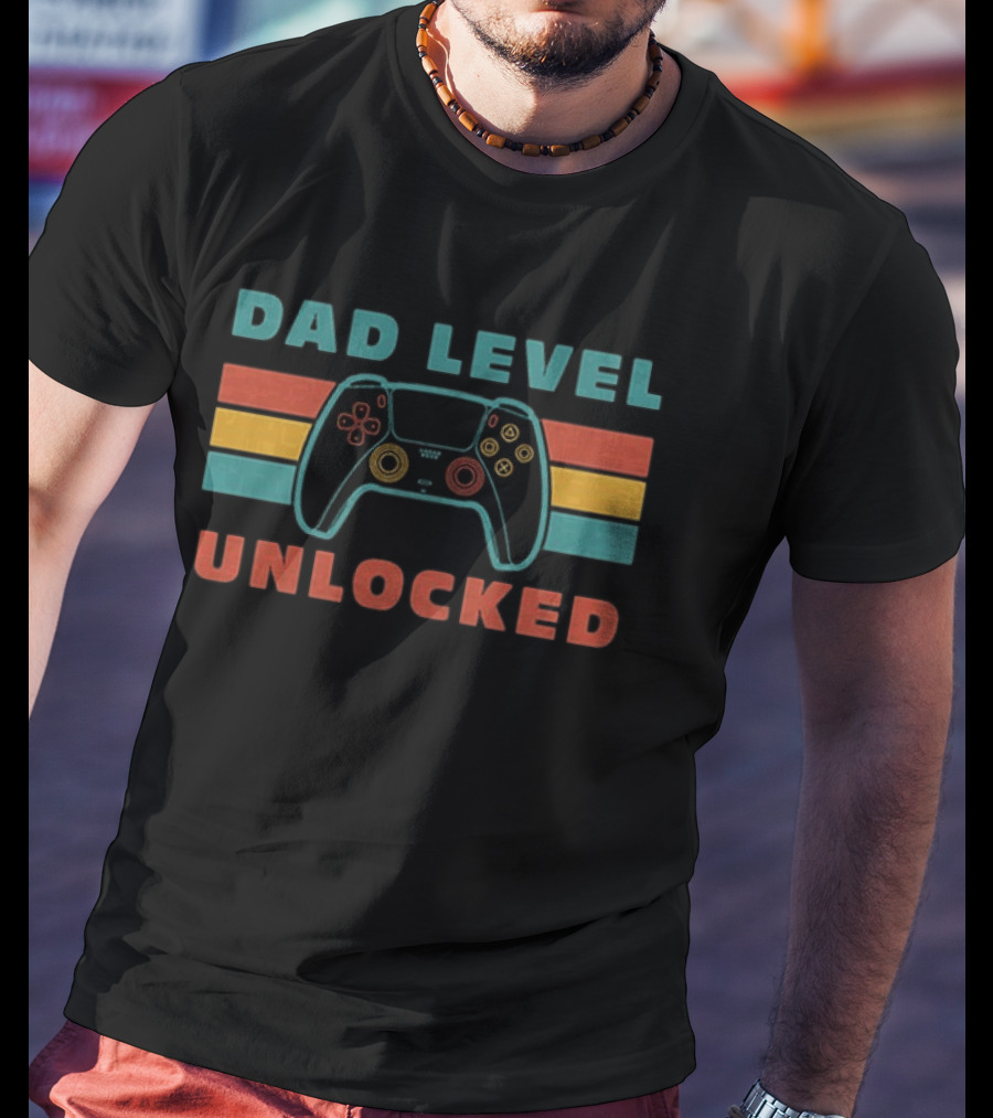 Dad Level Unlocked Father's Day Game Controller Retro Gamer T-Shirt