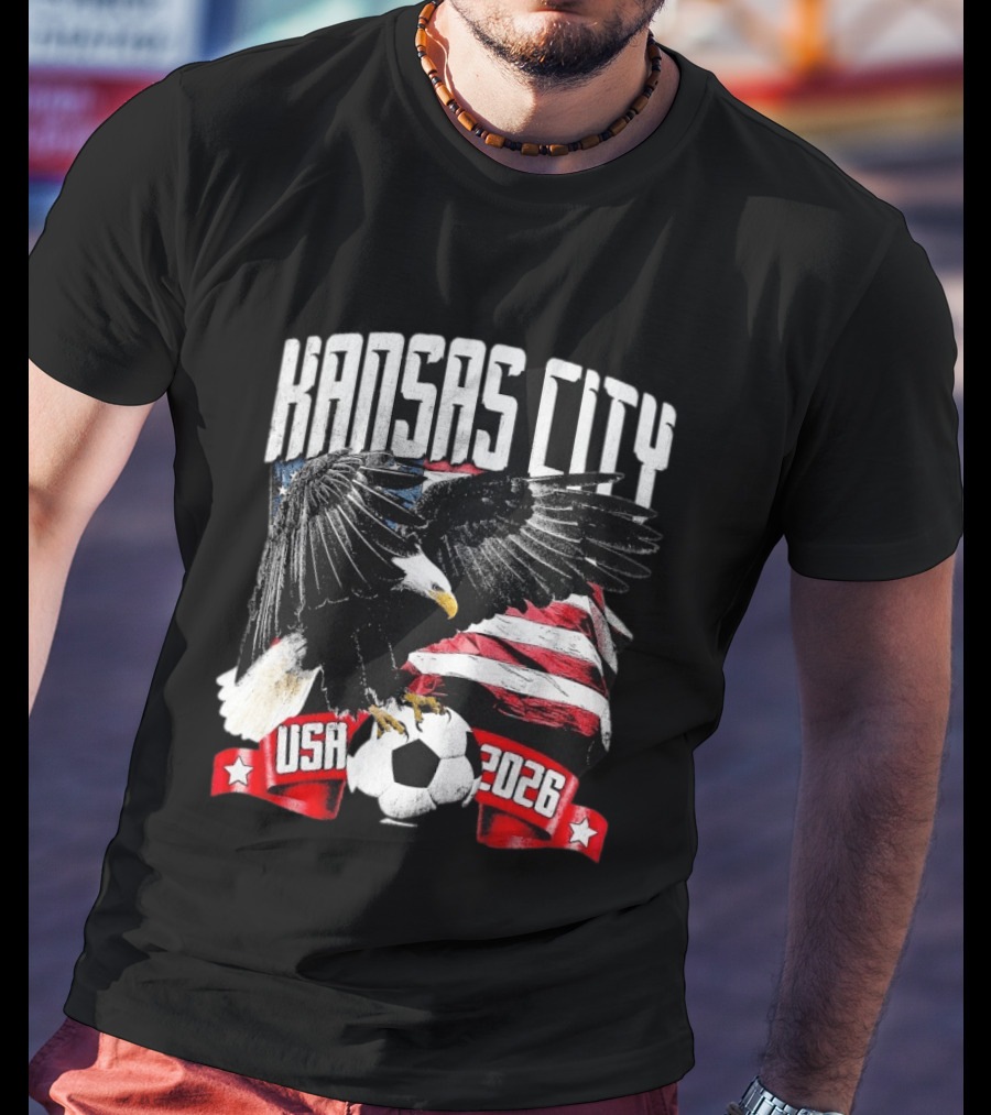 Kansas City USA 2026 Bald Eagle American Flag Soccer Ball T-Shirt