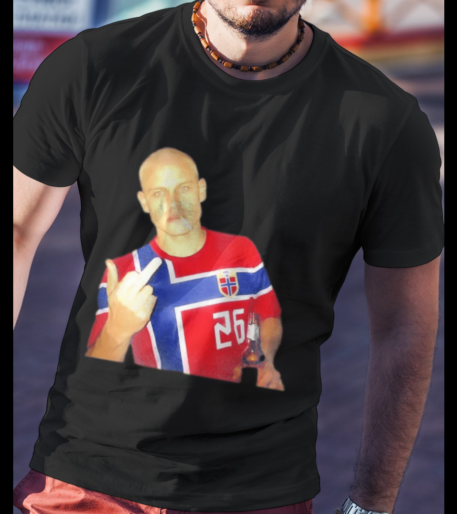 Erling Haaland Norway National Football Team 26 Middle Finger Gesture Jersey T-Shirt