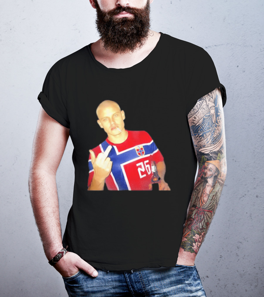 Erling Haaland Norway National Football Team 26 Middle Finger Gesture Jersey T-Shirt
