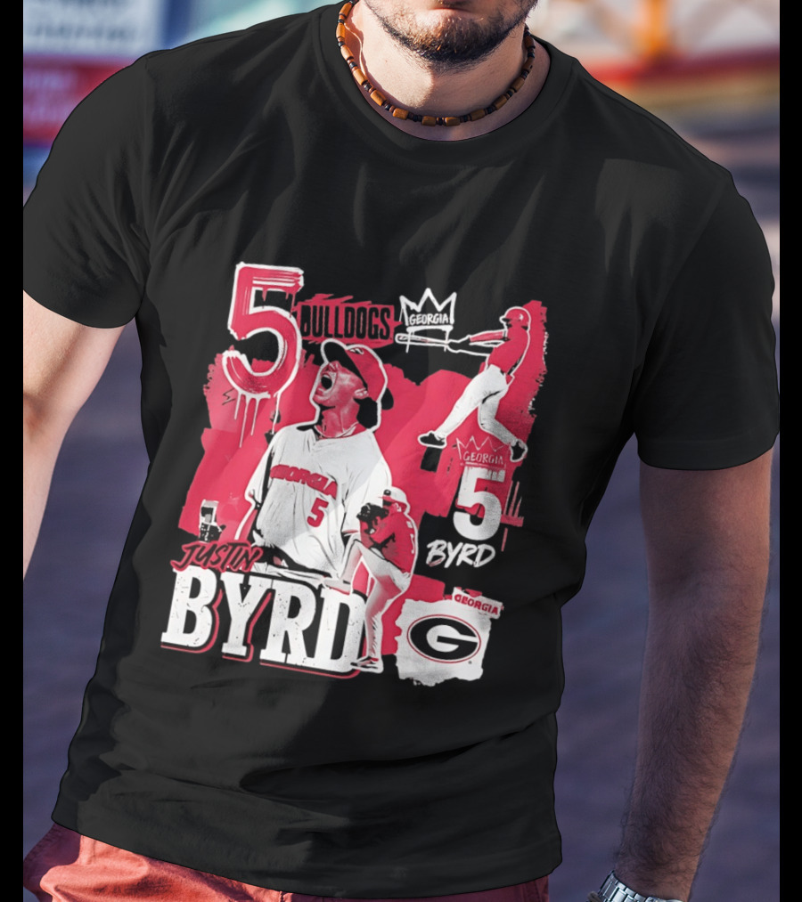 Georgia Bulldogs Justin Byrd 5 Baseball Champion Fan Gear T-Shirt