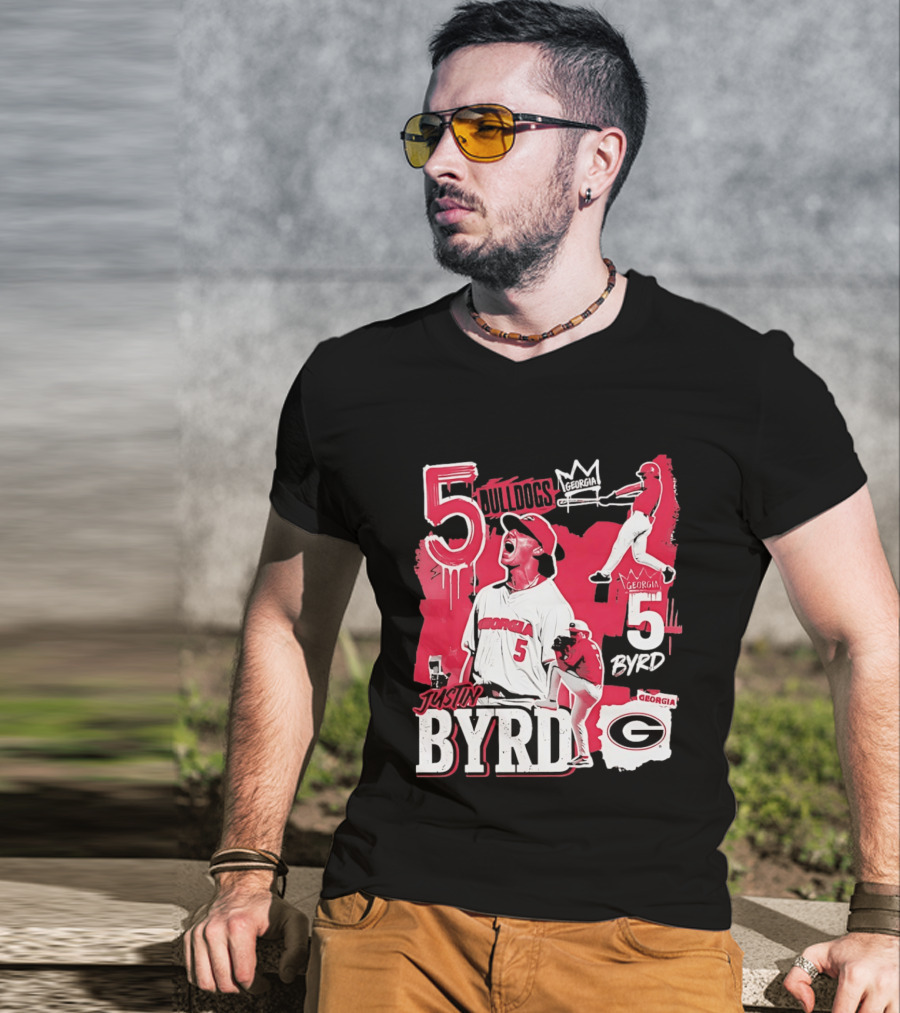 Georgia Bulldogs Justin Byrd 5 Baseball Champion Fan Gear T-Shirt