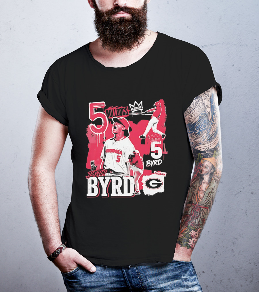 Georgia Bulldogs Justin Byrd 5 Baseball Champion Fan Gear T-Shirt