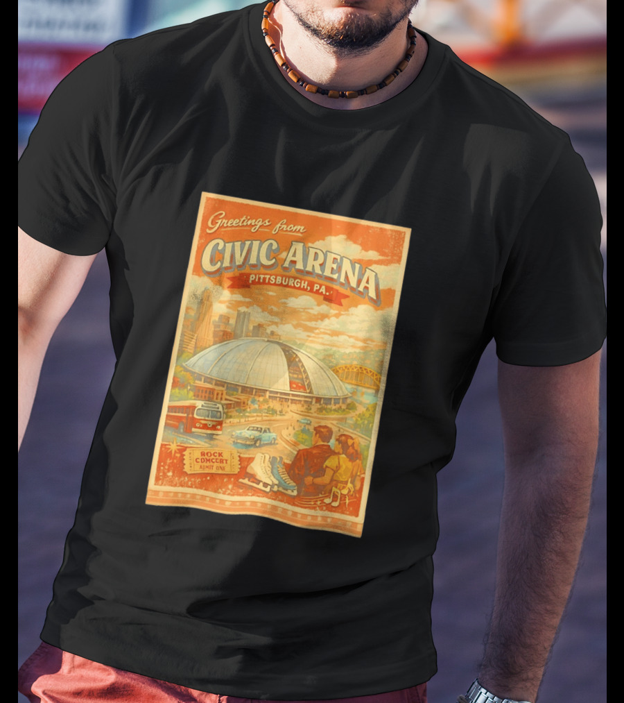 Greetings From Civic Arena Pittsburgh PA Rock Concert Admit One T-Shirt