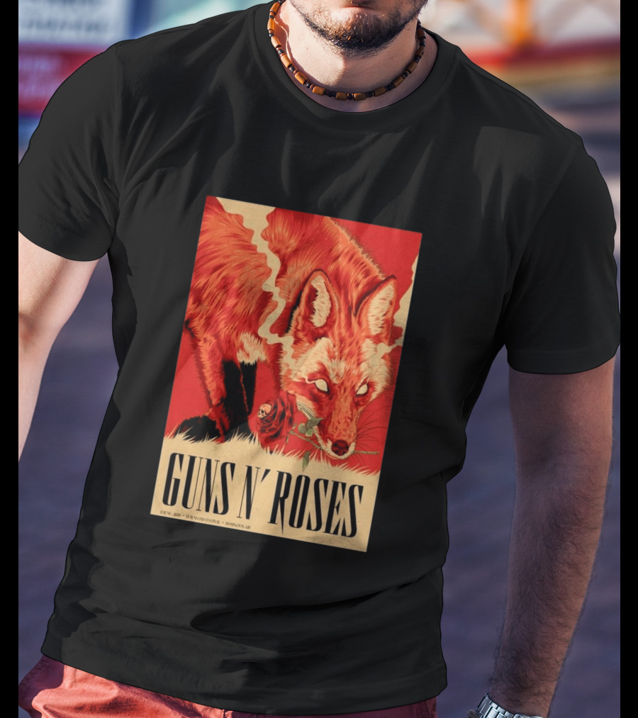 Guns N' Roses Fox With Rose Download Festival June 13 2026 Donington Park Castle Donington Leicestershire T-Shirt