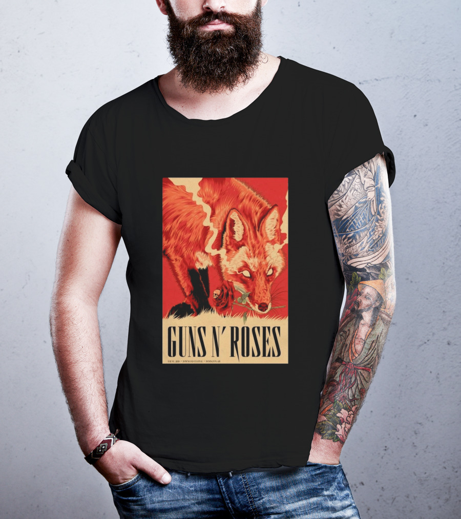 Guns N' Roses Fox With Rose Download Festival June 13 2026 Donington Park Castle Donington Leicestershire T-Shirt