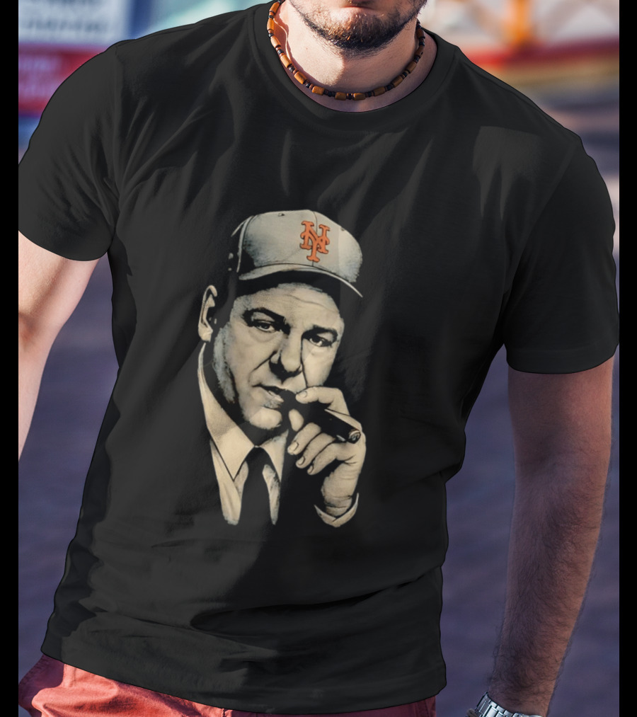 Tony Soprano New York Mets Cap Smoking Cigar T-Shirt