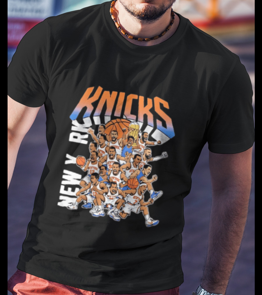 New York Knicks Comic Style Team Collage Basketball Players T-Shirt