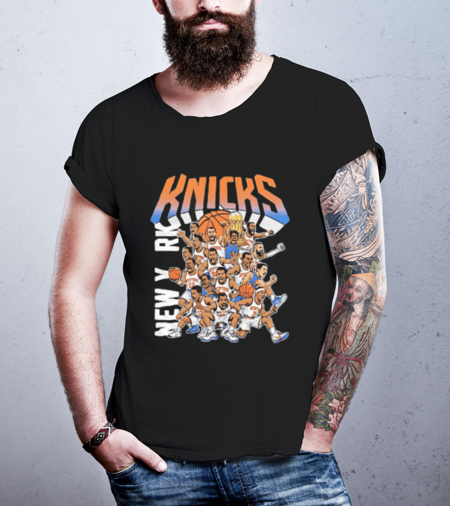 New York Knicks Comic Style Team Collage Basketball Players T-Shirt