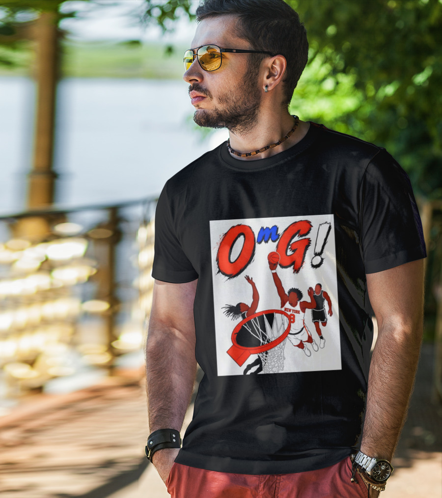 OMG OG Anunoby New York Knicks Dunking NBA 2026 Cartoon T-Shirt
