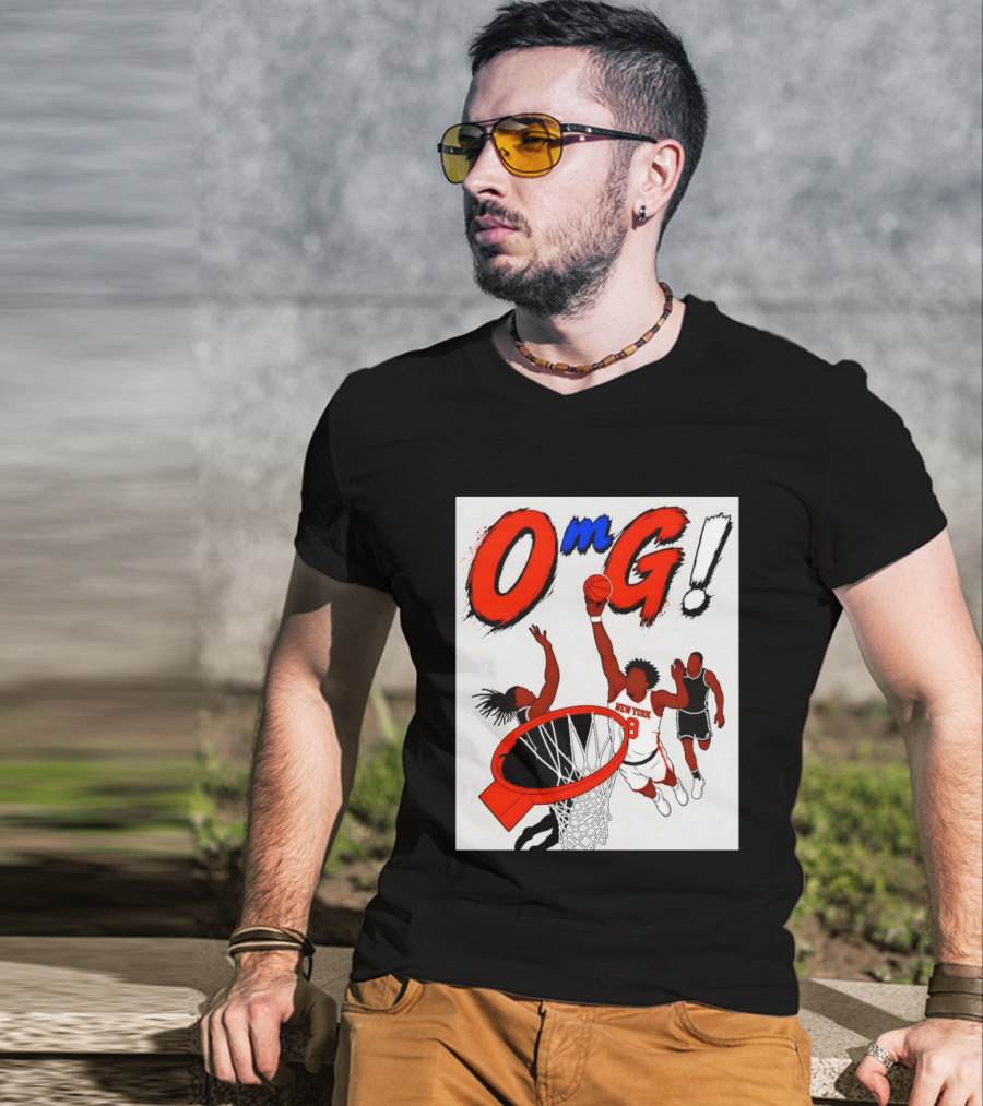OMG OG Anunoby New York Knicks Dunking NBA 2026 Cartoon T-Shirt