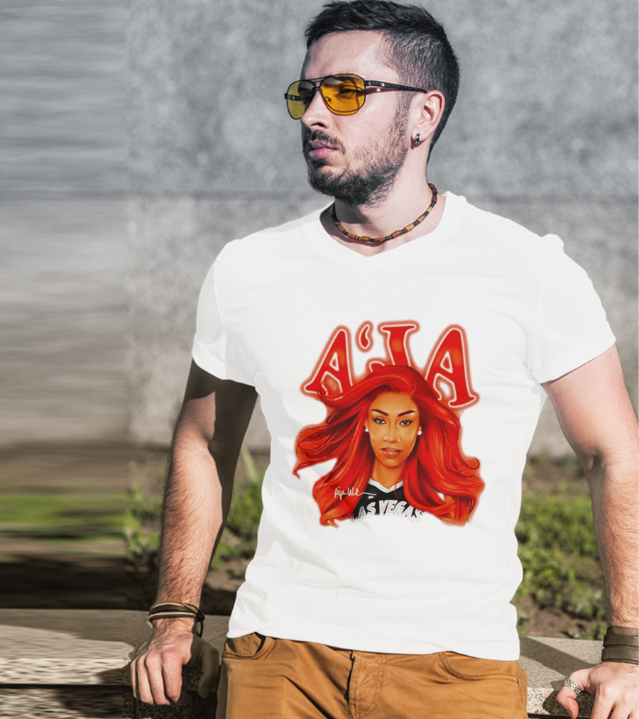A'ja Wilson Aces Las Vegas Playa Society T-Shirt