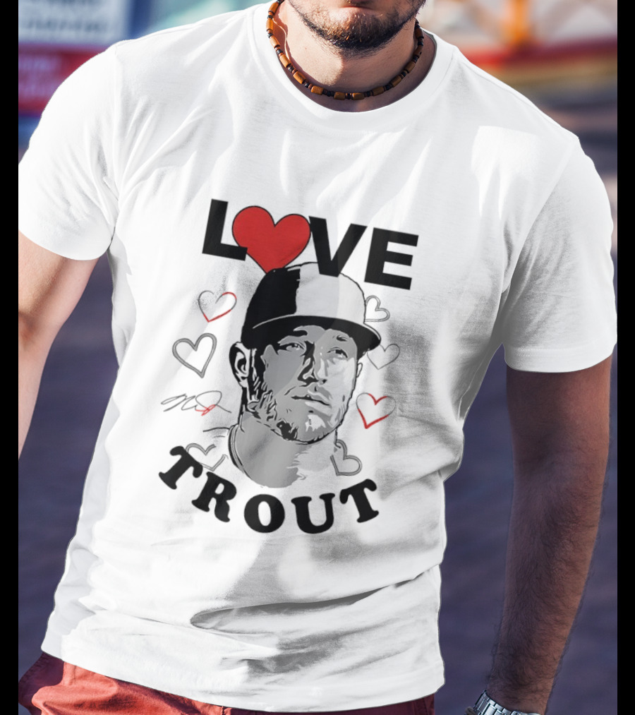 Love Mike Trout Los Angeles Angels Heart Baseball Player T-Shirt