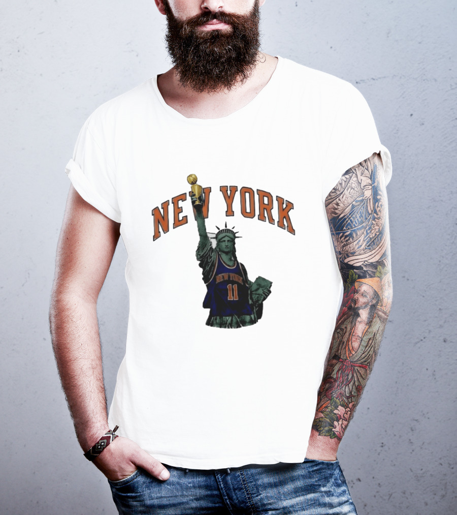 New York Knicks Jalen Brunson Statue Liberty Trophy Meme T-Shirt