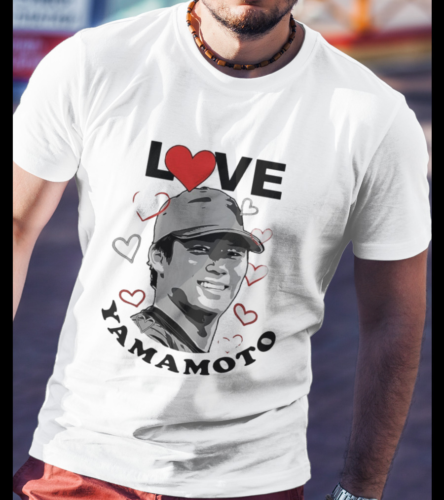 Love Yoshinobu Yamamoto Heart Baseball Fan T-Shirt