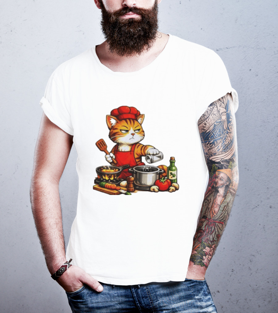 I Cook Better When You're Not Ing Cat Chef Cooking Scene T-Shirt