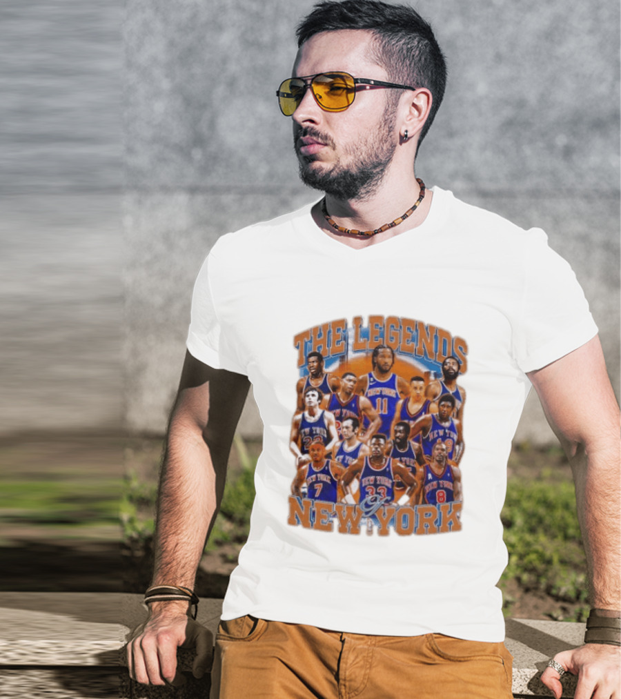 The Legends Of New York Basketball Collage T-Shirt