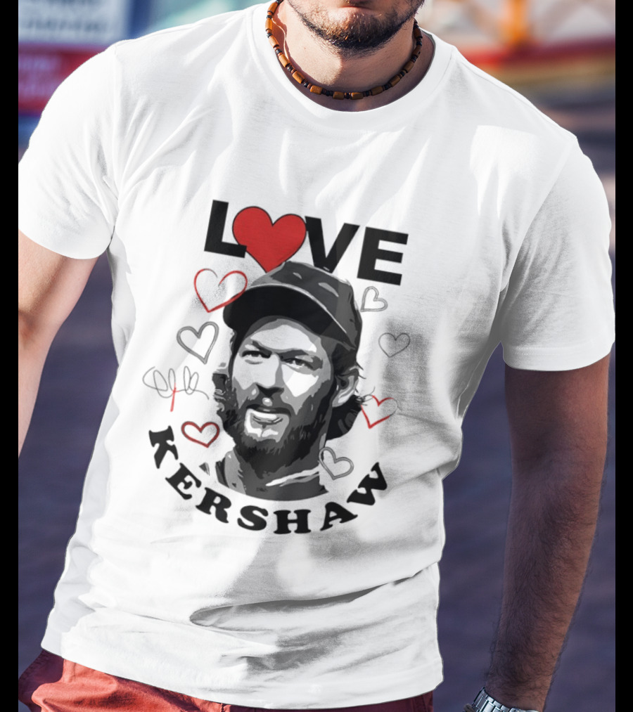 LOVE Kershaw Los Angeles Dodgers Baseball Heart T-Shirt