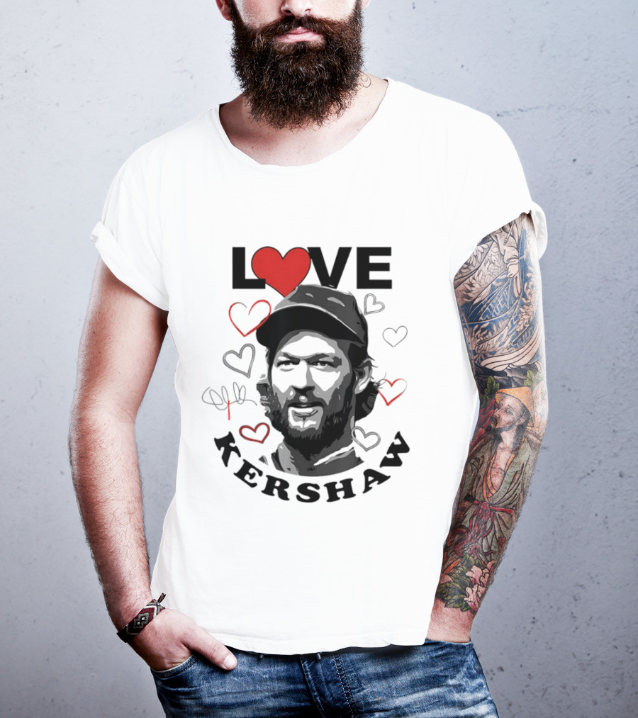 LOVE Kershaw Los Angeles Dodgers Baseball Heart T-Shirt