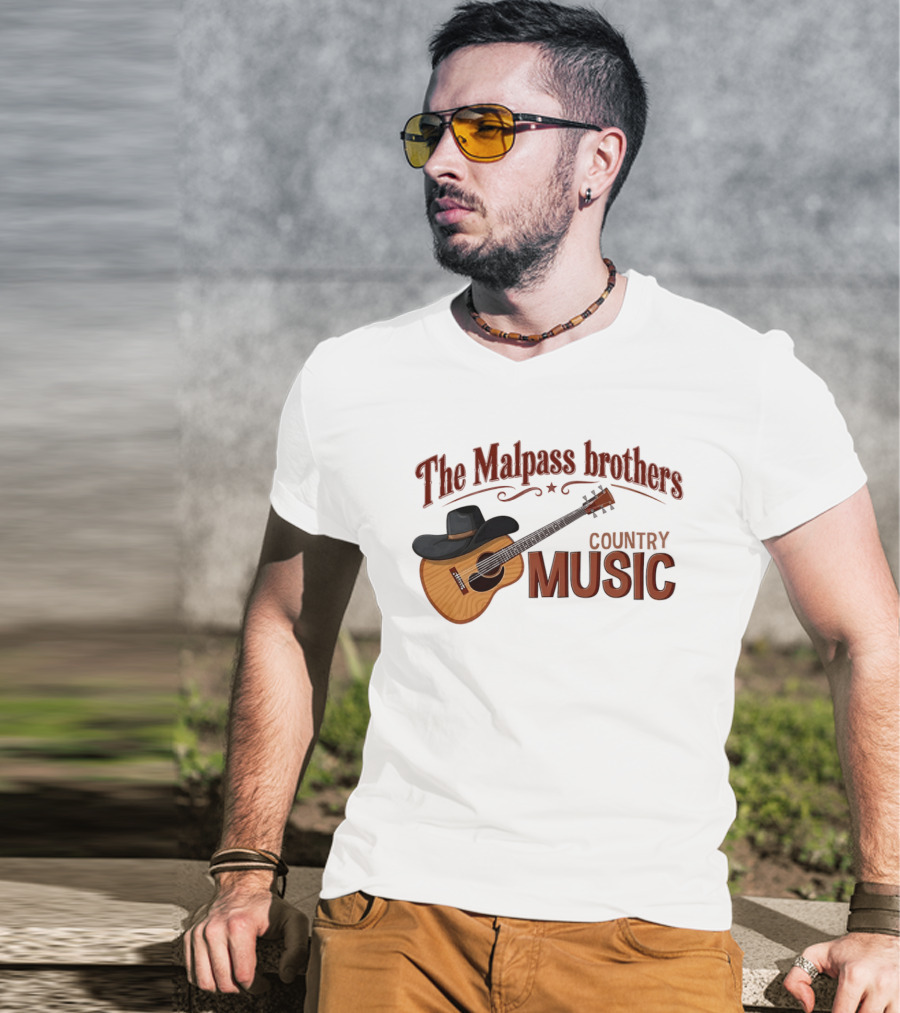 The Malpass Brothers Country Music Guitar And Cowboy Hat T-Shirt