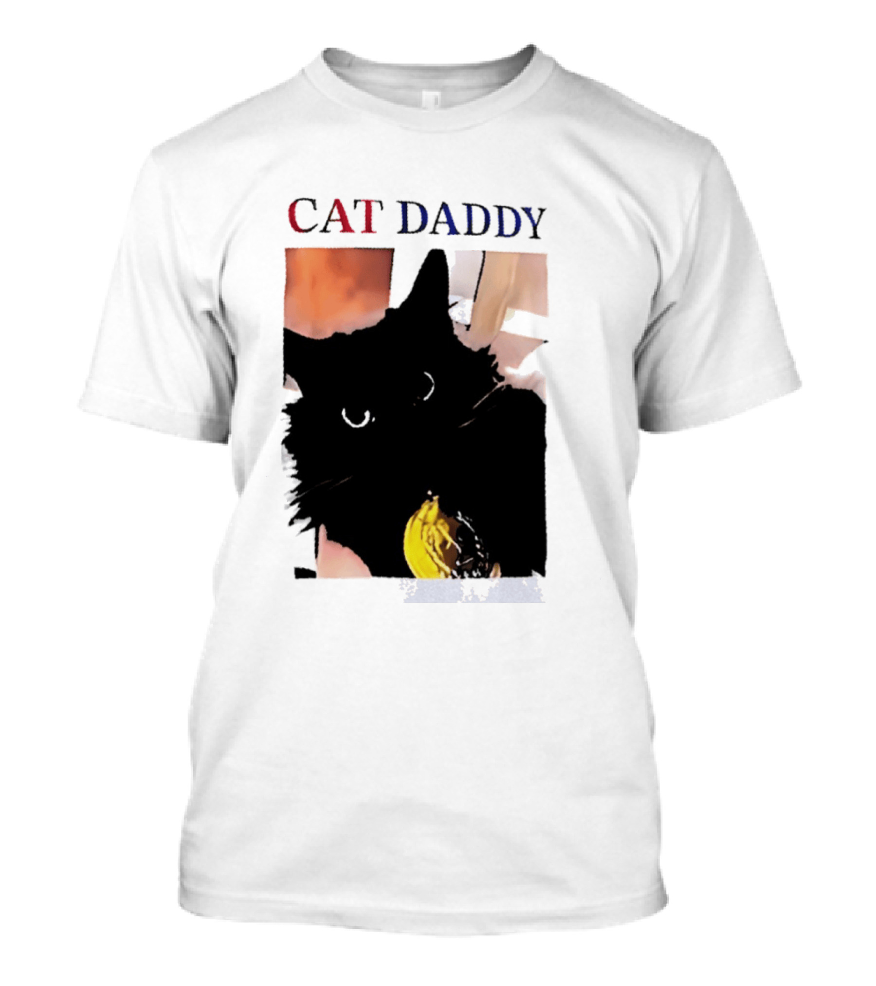 Cat Daddy Black Cat Image With Yellow Banana Accessory T-Shirt