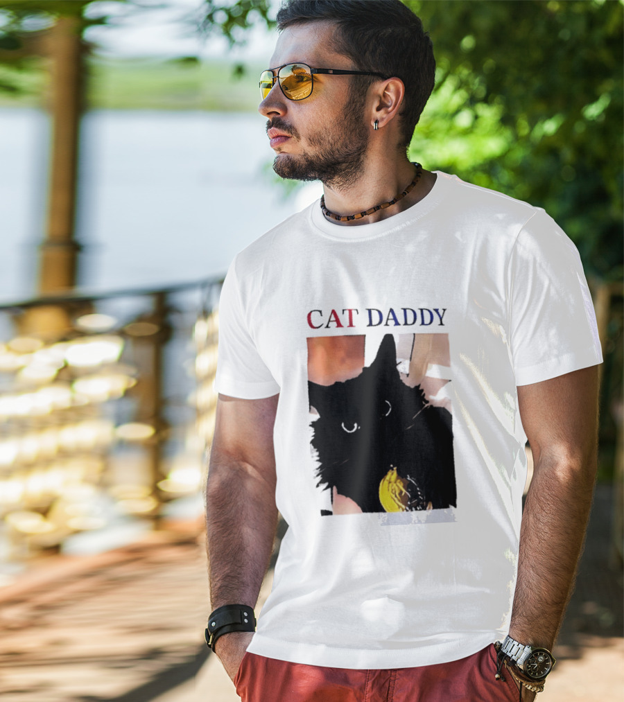 Cat Daddy Black Cat Image With Yellow Banana Accessory T-Shirt