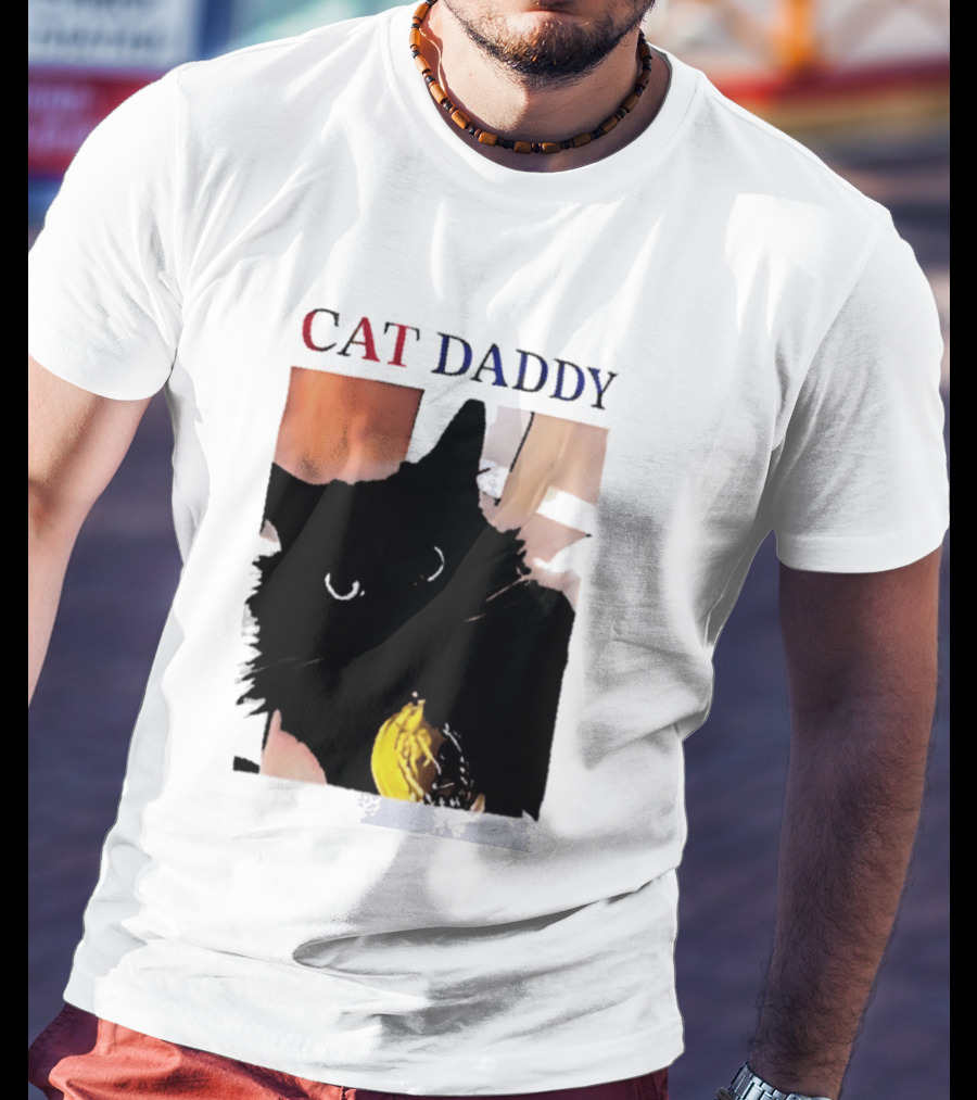 Cat Daddy Black Cat Image With Yellow Banana Accessory T-Shirt