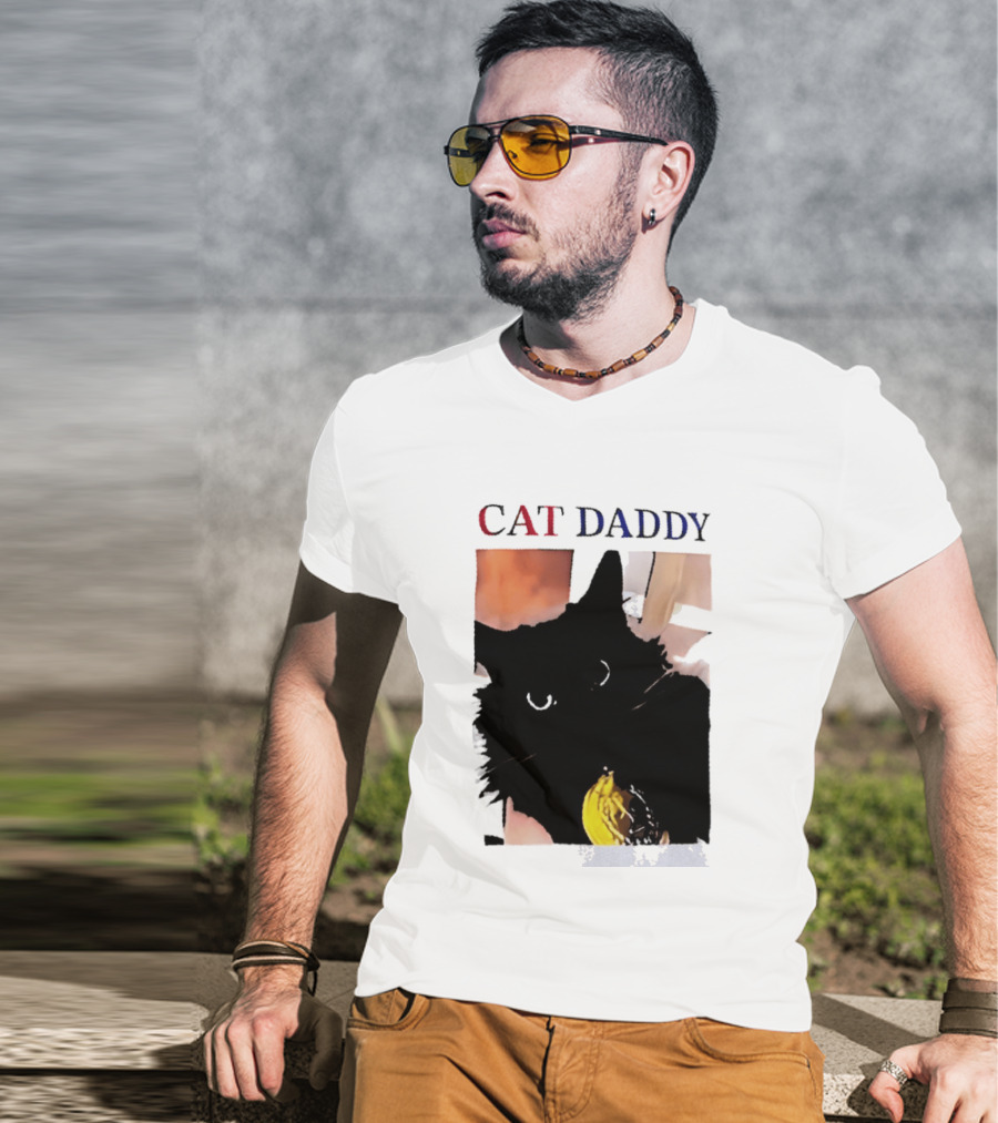 Cat Daddy Black Cat Image With Yellow Banana Accessory T-Shirt