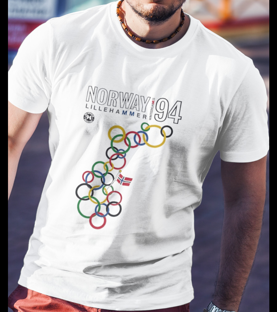 Norway Lillehammer 1994 Winter Games Rings Map T-Shirt