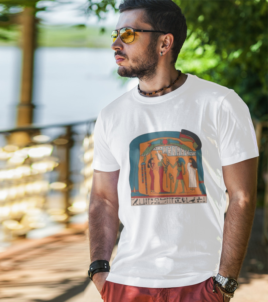 Panel Of Tabakenkhonsu Egyptian Hieroglyphs And Deities T-Shirt